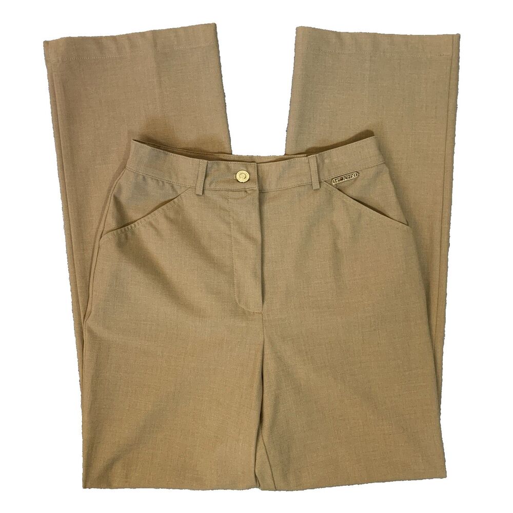 St John Sport by Marie Gray Tan Pants Womens Size 2 Stretch Career Casual Logo